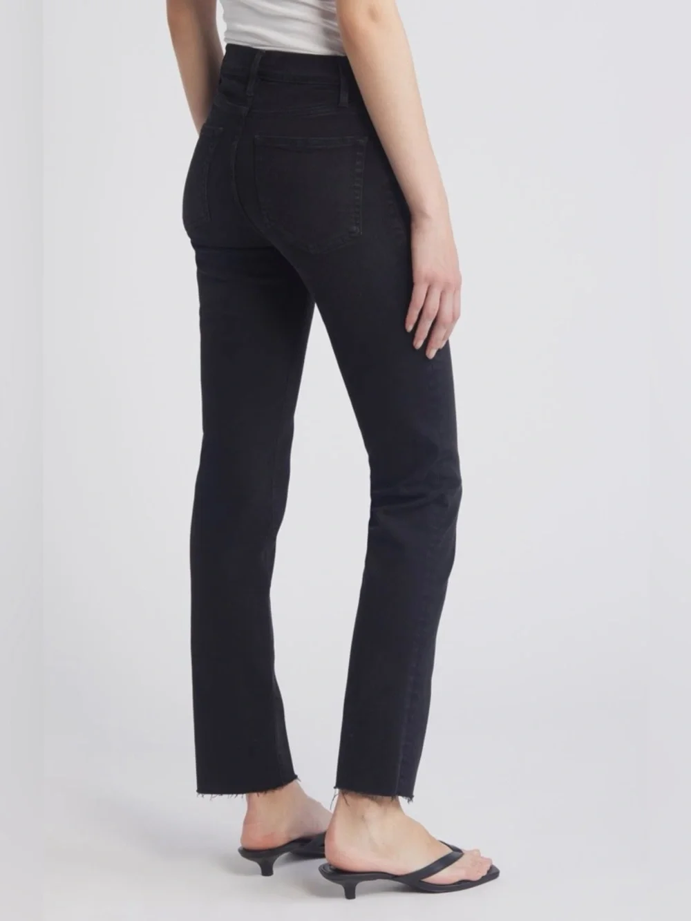 FRAME LE HIGH STRAIGHT BLACKFINN DESIGNER RAW EDGE HEM DENIM JEANS SZ 28 - Picture 2 of 16
